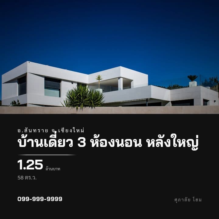 โปสเตอร์สไตล์มินิมอลขาว-ดำ เน้นรูปบ้านโมเดิร์น