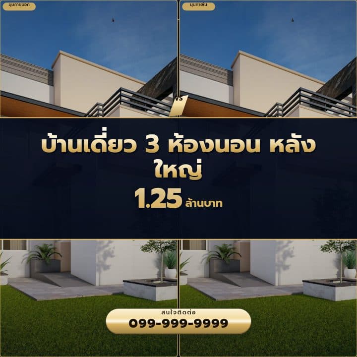 เทมเพลตเปรียบเทียบภาพคู่ 2 ช่อง โทน กรมท่า-ทอง